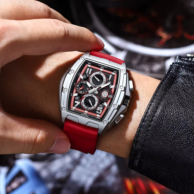 LIGE Chronograph, Quarz, Schwarz, Silikon, Herren - Bild 4