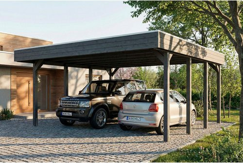 SKANHOLZ Carport Friesland aus Fichte mit Stahl-Dachplatten in Schiefergrau/Anthrazit B: 546 cm, T: 555 cm - Bild 1