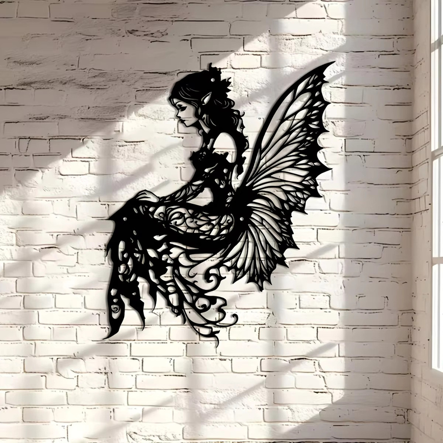 DDPNKL Wanddeko Fairy Silhouette aus Metall in Schwarz - Bild 5