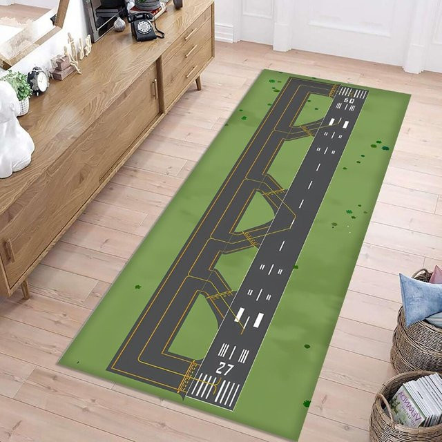 Runway Runner Teppich Terminal Rail Road Carpet in Grün, rechteckiger Grasteppich für dein Heimdekor - Bild 1