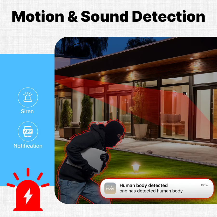MOES Tuya WLAN Smart Fensterkamera mit 3MP Auflösung, Glasoberflächen-Montage und vollfarbiger Nachtsicht zur Heimsicherheit - Bild 5