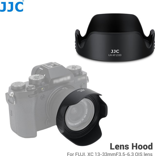 JJC Petal Reversible Gegenlichtblende Schwarz für Fujifilm XC 13-33mm f/3.5-6.3 OIS Objektiv mit Adapterring für Fujifilm X-T30 XT30 III - Bild 1