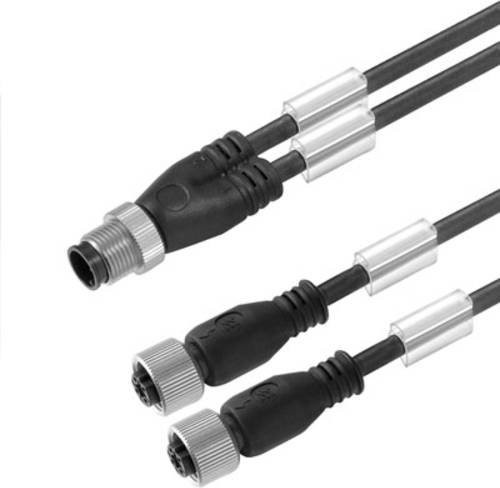 Weidmüller Sensor-Aktor-Steckverbinder M12 Stecker gerade und Buchse gerade, schwarz, Länge: 3,00 m - Bild 1