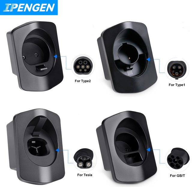 IPENGEN EV Ladegerät Halterung Wandhalter für Tesla Typ 1 Typ 2 und GBT Standard in Schwarz - Bild 1