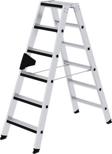 MUNK Günzburger Steigtechnik relax step Aluminium-Stehleiter beidseitig begehbar, Farbe: Silber, 6 Stufen, maximale Arbeitshöhe: 3 m - Bild 1
