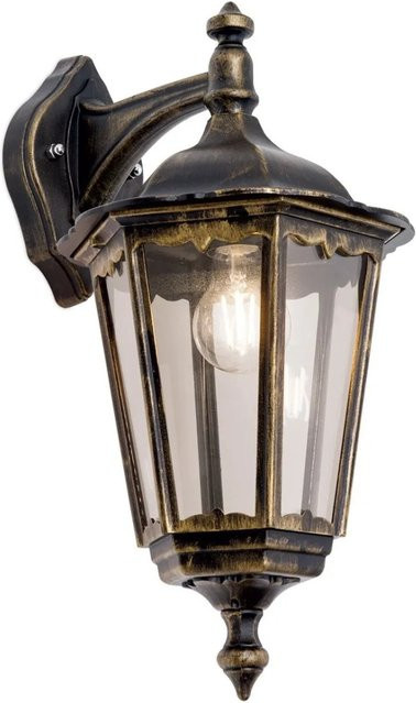 Orion Leuchten Außen Wandleuchte aus Siluminguss in Schwarz-Gold mit E27 Fassung und Abwärtsstrahl - Bild 1