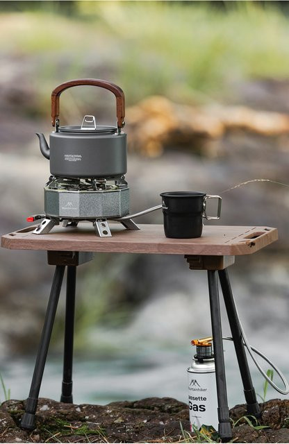 MOUNTAINHIKER Faltbarer Gas-Kocher für Camping und Outdoor in Schwarz und Silber, 6400W - Bild 1