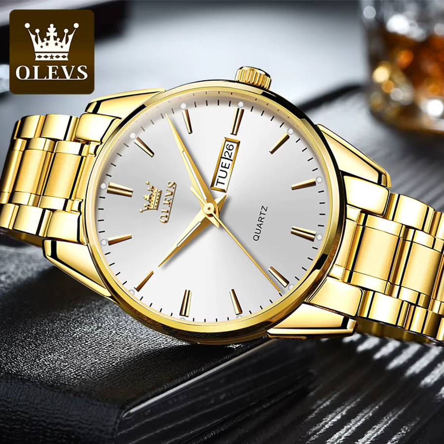 Olevs Armbanduhr Edelstahl, Gold, Analoguhr, Herren - Bild 2