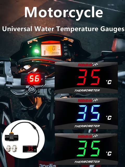KOSO Universal Wassertemperaturanzeige für Motorräder in Schwarz für Yamaha Honda Kawasaki - Bild 1