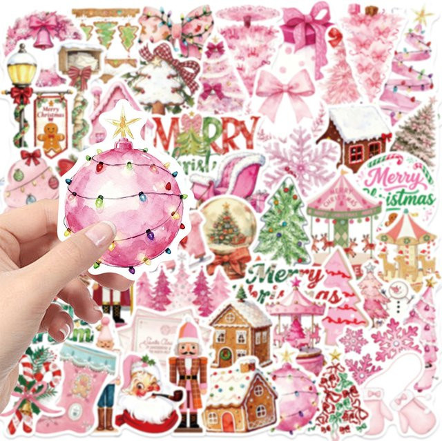 Rspctou Rosa Weihnachten Cartoon Aufkleber, pink, Paper - Bild 1
