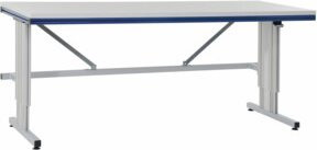 Rocholz Grundtisch SYSTEM FLEX mit Elektrohöhenverstellung, B/T/H: 160 x 80 x 72 bis 112 cm, Farben: RAL 9006 und 5010 - Bild 1