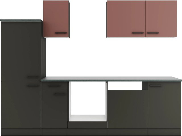 OPTIFIT Küchenzeile Nizza407/Madrid420 in Rostrot und Anthrazit, Breite: 270 cm, Höhe: 214 cm - Bild 1