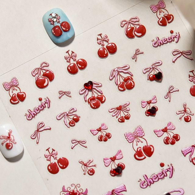 NAILFYOU Nail Art Aufkleber, Rote Kirsche, Glänzend, DIY Maniküre - Bild 1