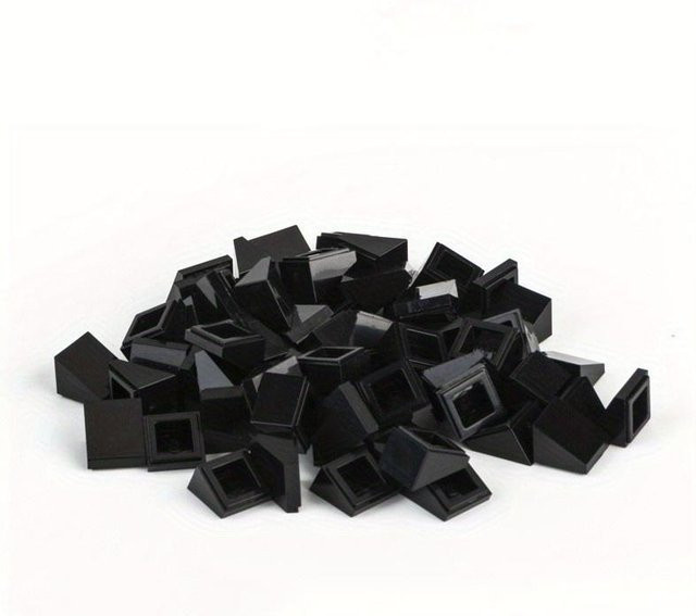 Yiran toy Schräge 30° 1x1x2/3 Stein High-Tech Wechselhaken Bausteine 100-teiliges Set schwarz - Bild 1