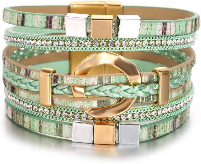 ALLYES Lederarmband, bunt, geflochten, Damen - Bild 1