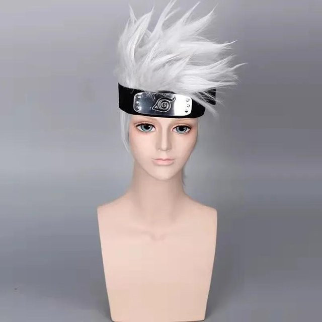 HOKAGE Hatake Kakashi Cosplay Perücke, Silber Grau, Synthetik, 12inches - Bild 1