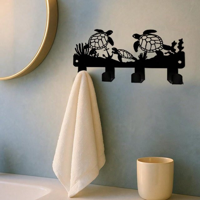 CIFBUY Metall-Schildkröten-Schlüsselhalter in Schwarz für die Wandmontage - Bild 1