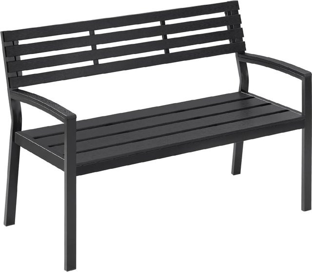 WOLTU Gartenbank aus Metall in Schwarz, wetterfeste 2-3 Sitzer Bank mit PS-Latten, belastbar bis 280 kg, B: 115 cm, H: 85 cm, T: 55 cm - Bild 1