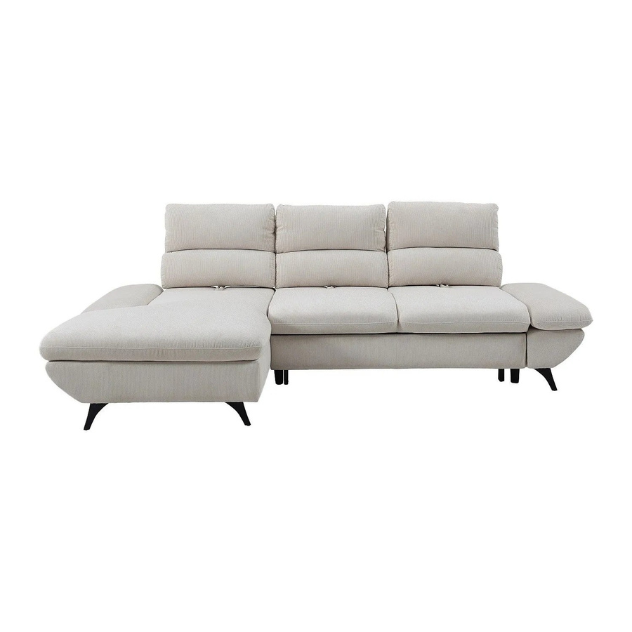 Vente-unique Schlafsofa Liori in Beige mit Cord-Bezug und L-Form, Breite: 282 cm - Bild 2