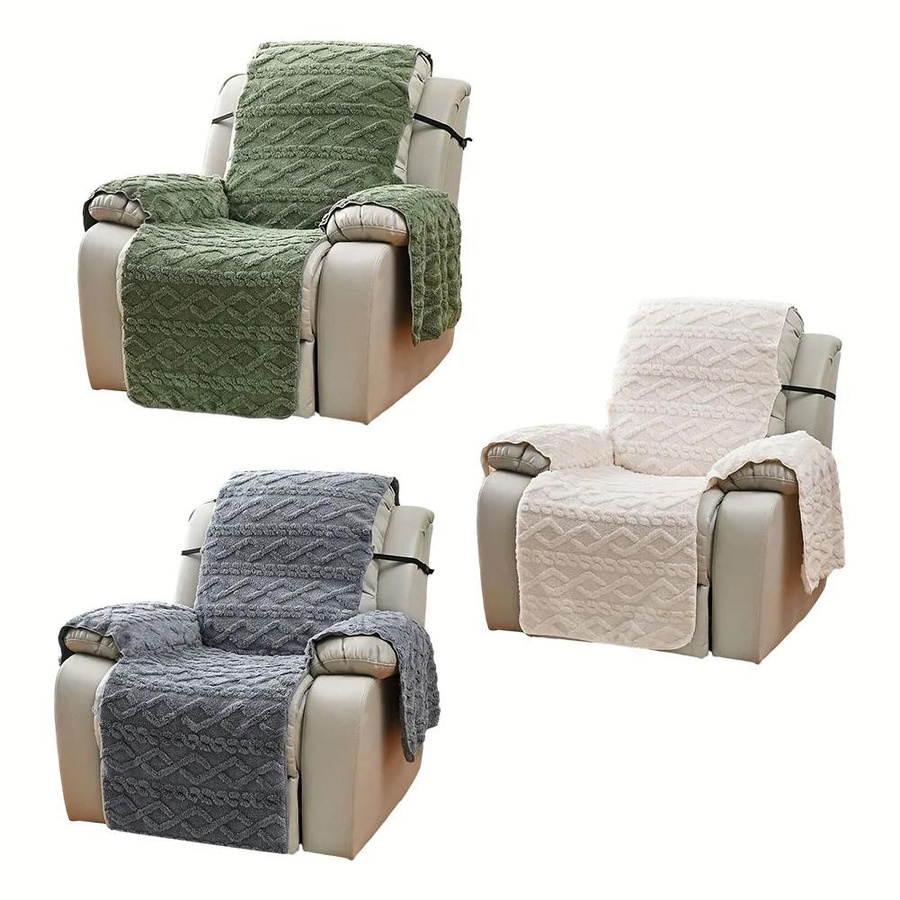 Doppelseitiger Jacquard-Samt-Sofabezug für Relax- und Massagesessel, wasserabweisend und elastisch, Farben: Beige, Grau, Grün - Bild 2
