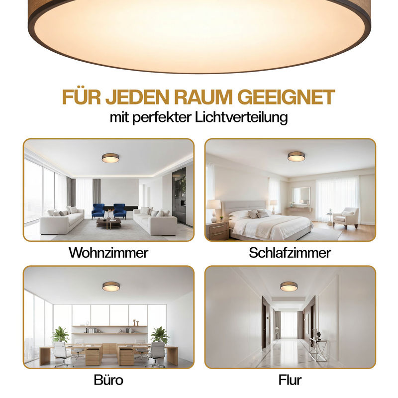 MONZANA Deckenlampe aus grauem Leinenstoff mit Durchmesser: 30 cm - Bild 5