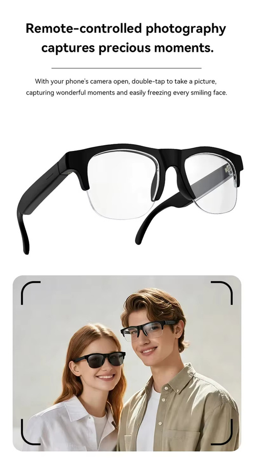 Lenovo Kabellose KI-Smart-Brille mit Touch-Steuerung und Bluetooth in Schwarz Transparent - Bild 3