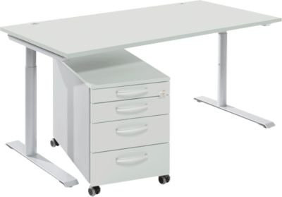 Komplettset Modena Flex höhenverstellbarer Schreibtisch in Lichtgrau Breite: 160 cm - Bild 1