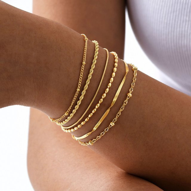 Meaeguet Gliederarmband, Edelstahl, 18K Vergoldet, Gold, Damen - Bild 1