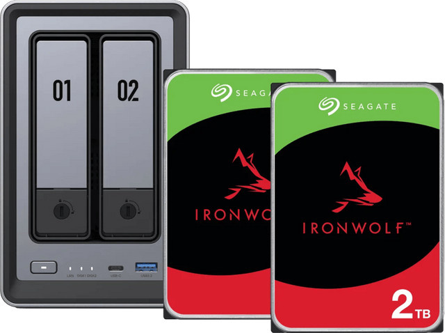 UGREEN NASync DXP2800 NAS-System mit 2x Seagate Ironwolf 2 TB HDD und NVMe/M.2 Support in Grau - Bild 1