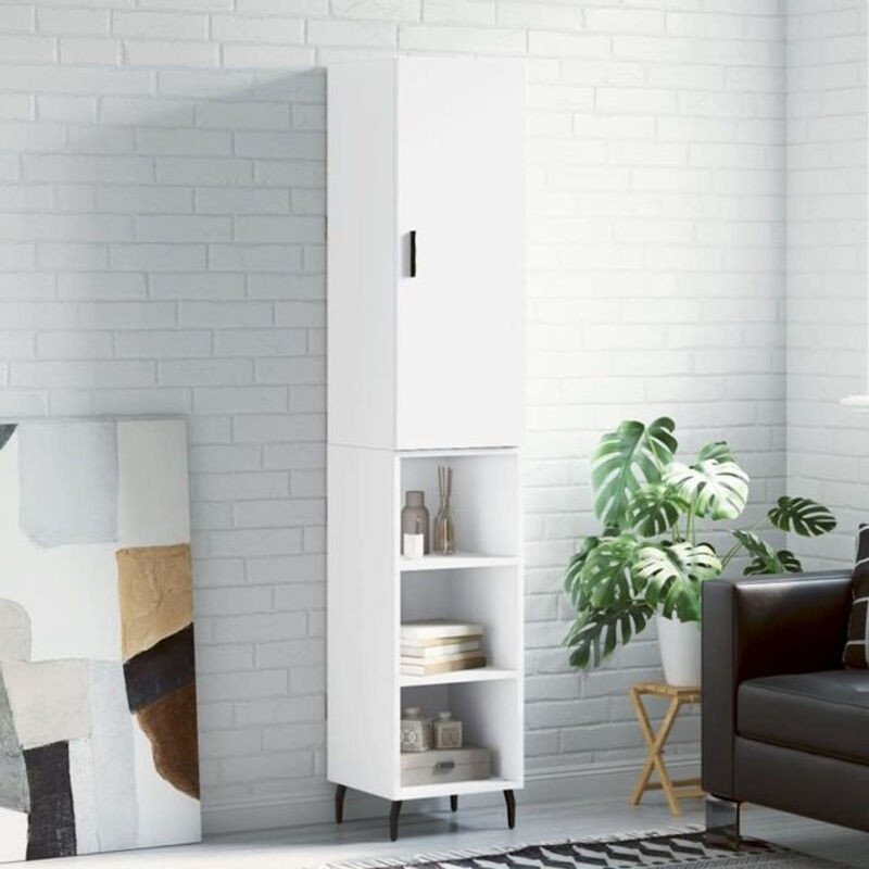 Vidaxl Highboard Weiß aus Holzwerkstoff und Metall im minimalistischen Design, B/T/H: 34,5 x 34 x 180 cm - Bild 1