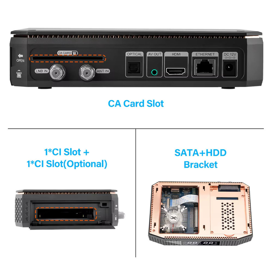 GTMEDIA GTX COMBO Android 9.0 TV-Box mit 4K/8K Unterstützung, DVB-S2/S2X, T2, C2, 2GB RAM, 32GB Speicher, CA-Kartensteckplatz und Bluetooth in Schwarz - Bild 5