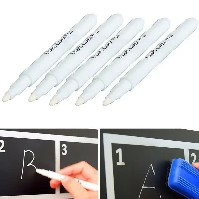 3-teiliges Set weiße Flüssigkreidestifte für Glas, Fenster und Kreidetafeln ohne Staub - Bild 2