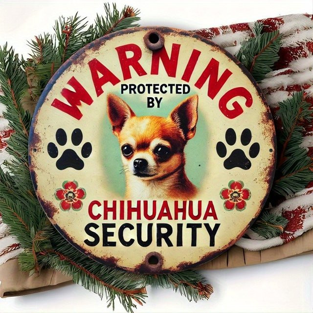 Potdemiel Vintage Chihuahua Guard Warnschild aus Eisen als dekorativer Wandbehang - Bild 1
