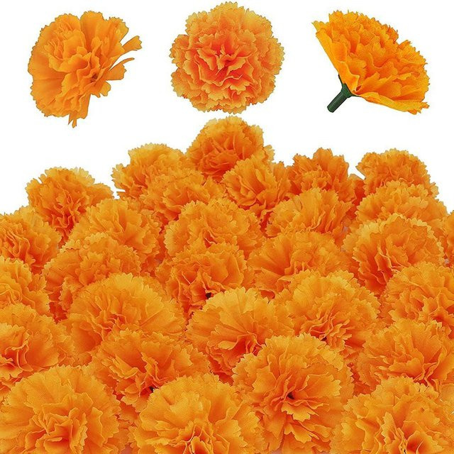 30 Stück Künstliche Ringelblumen aus Seidenstoff in Orange von TOMTOP JMS als Dekorationsset - Bild 1