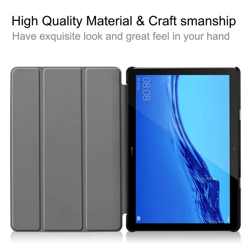 Huawei MediaPad T5 10 Hülle in Schwarz: Magnetische Trifold Leder-Hartschale für 10,1 Zoll Modelle AGS2-W09 L09 L03 W19 - Bild 3