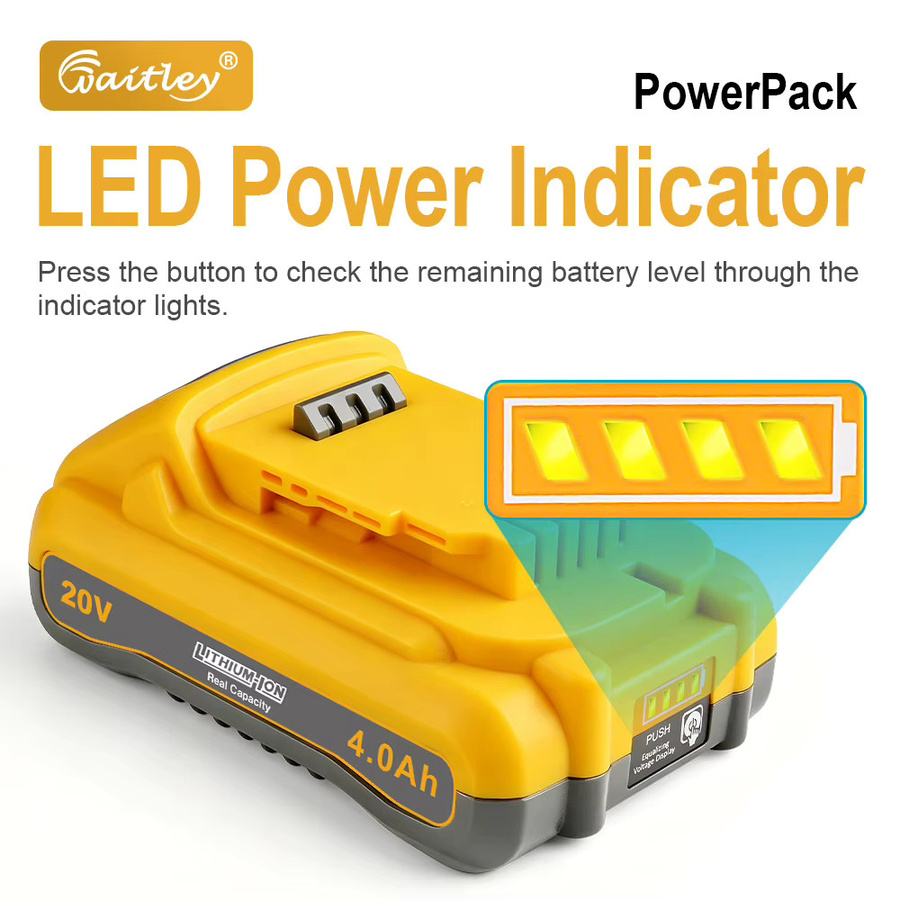 Waitley Li-Ionen-Akku 4Ah 18V 20V Gelb mit Tenpower INR21700 Zellen als Ersatz für Dewalt DCB200 und DCB184 - Bild 4