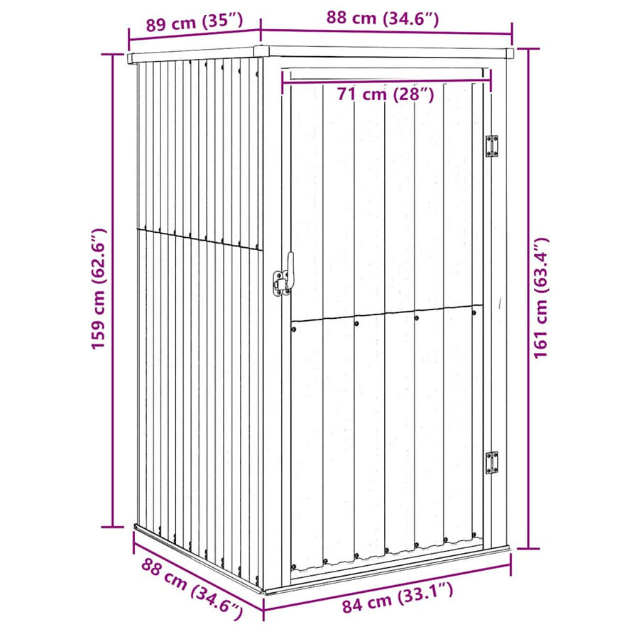 vidaXL Metallschrank Grau aus verzinktem Stahl mit Schrägdach B/T/H: 88 x 89 x 161 cm - Bild 5