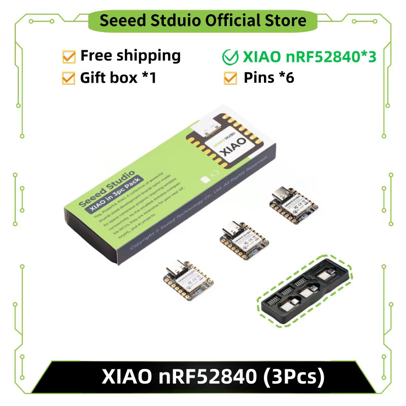 Seeed Studio XIAO nRF52840 Arduino Entwicklerboard mit NFC und BLE 5.0, 3er-Set - Bild 2