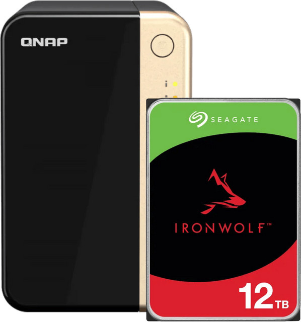 QNAP TS-264-8G NAS-System in Schwarz mit 12 TB Seagate Ironwolf Festplatte und Ethernet/LAN - Bild 1
