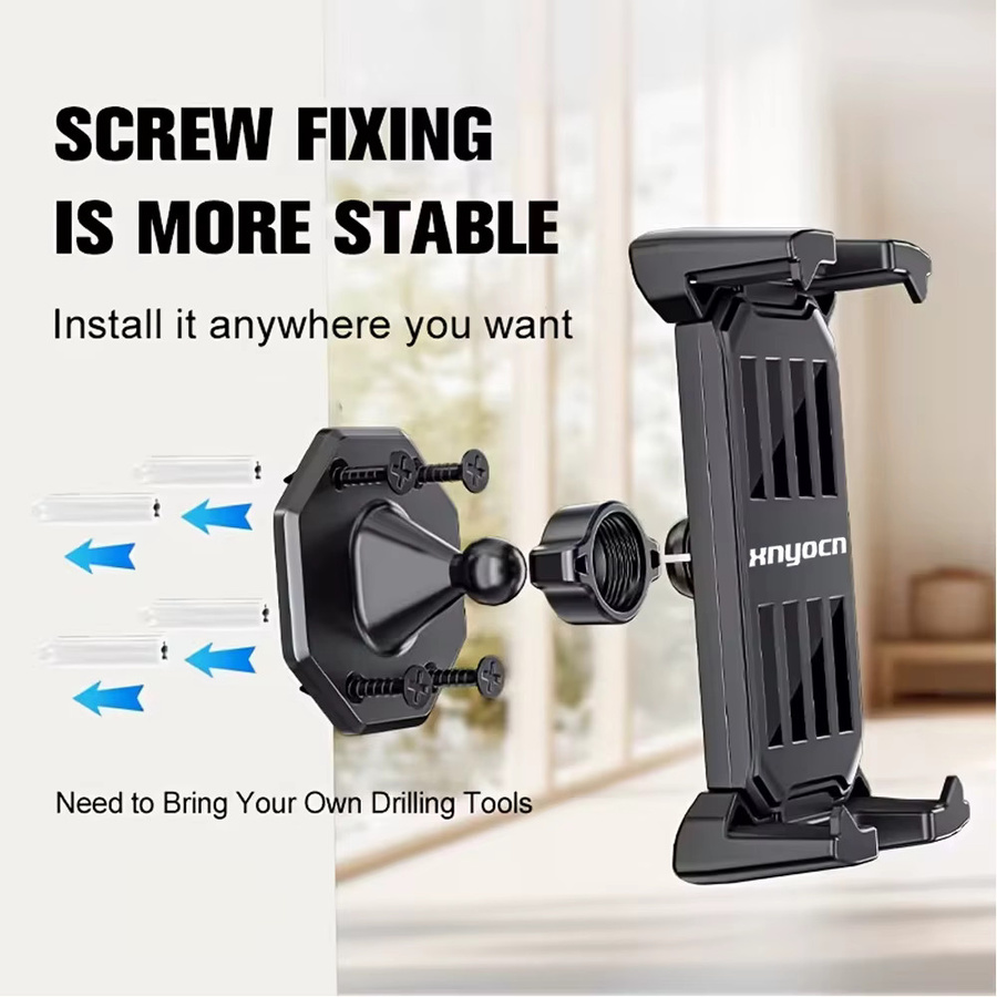 Wand-Tablet-Halterung in Schwarz, 360 Grad drehbarer Halter mit stabiler Basis für iPad Pro, Air, Mini und iPhone von 4,7 bis 14 Zoll - Bild 4