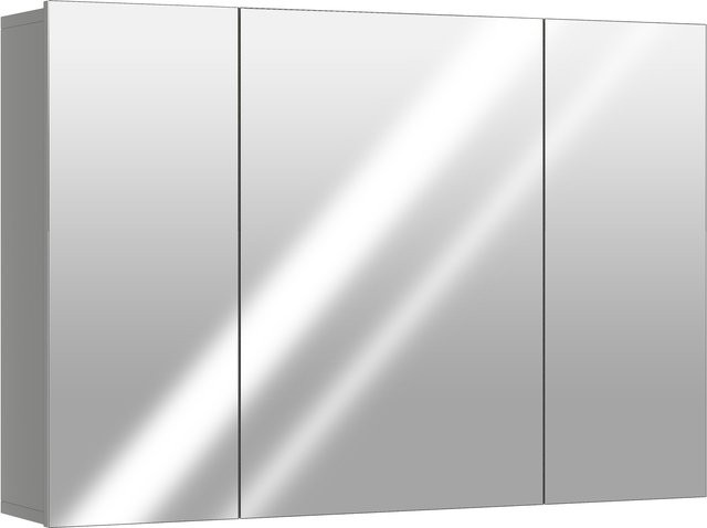 Aosom Wand-Badezimmerschrank mit 3 Spiegeltüren aus MDF in Grau, B/T/H: 90 x 15 x 60 cm - Bild 1