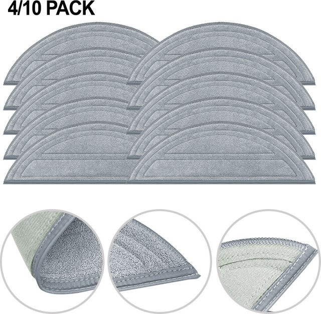10er-Pack Waschbare Mopptücher Ersatzteile für Roborock Q10 S5, Q10 S5+, Q10 VF, Q10V und Q10V+, Farbe: Grau - Bild 1