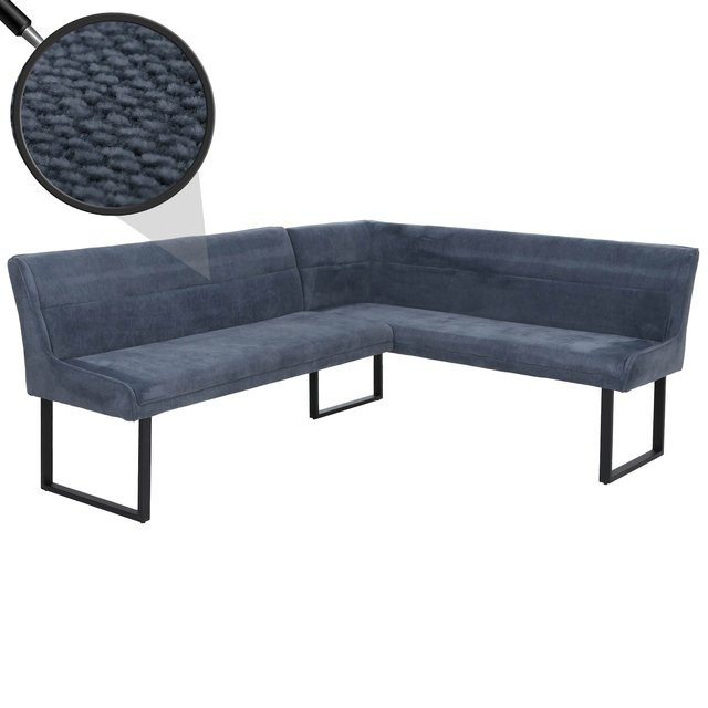 Eckbank MCW-O81 für das Esszimmer aus Metall und blauem Chenille-Stoff mit Öko-Tex Zertifizierung B/T/H: 210 x 159 x 84 cm - Bild 1