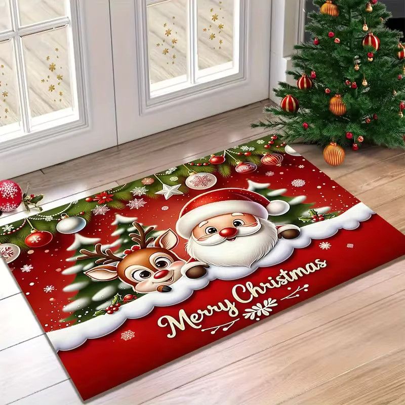 VIKAMA Weihnachtliche Fußmatte mit Weihnachtsmann- und Elchmuster in Multicolor zur Weihnachtsdekoration für deinen Eingangsbereich - Bild 6