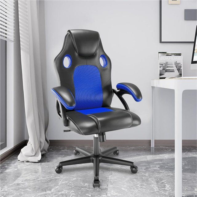 HTI-Living Bürostuhl ECO Daytona in Blau aus Kunstleder mit Armlehnen und Rollen - Bild 1