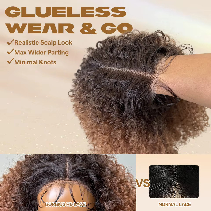 Latasha Lace Front Perücke, Jerry Curl, Ombre Burgund, 24 Zoll, Damen - Bild 1
