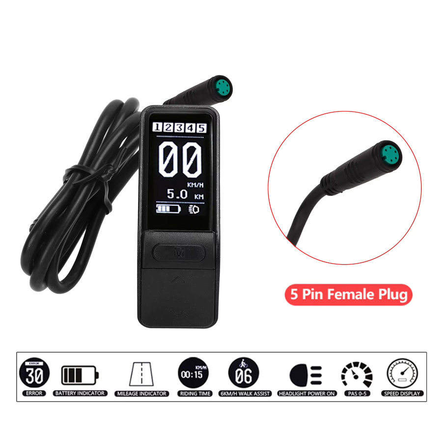 Bafang SW102 LCD Display Wasserdichtes Bedienfeld für E-Bike Mittelmotoren BBS01 BBS02 BBHD in Schwarz - Bild 5