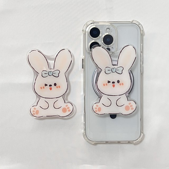 Cartoon Schleifen-Kaninchen Griptok Handyhalterung für iPhone 17 Pro Max in Pink - Bild 1