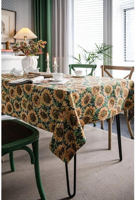 Super Six Retro Tischdecke Rot Jacquard mit floralem Muster, wasserabweisend, B/T: 60 x 60 cm - Bild 1
