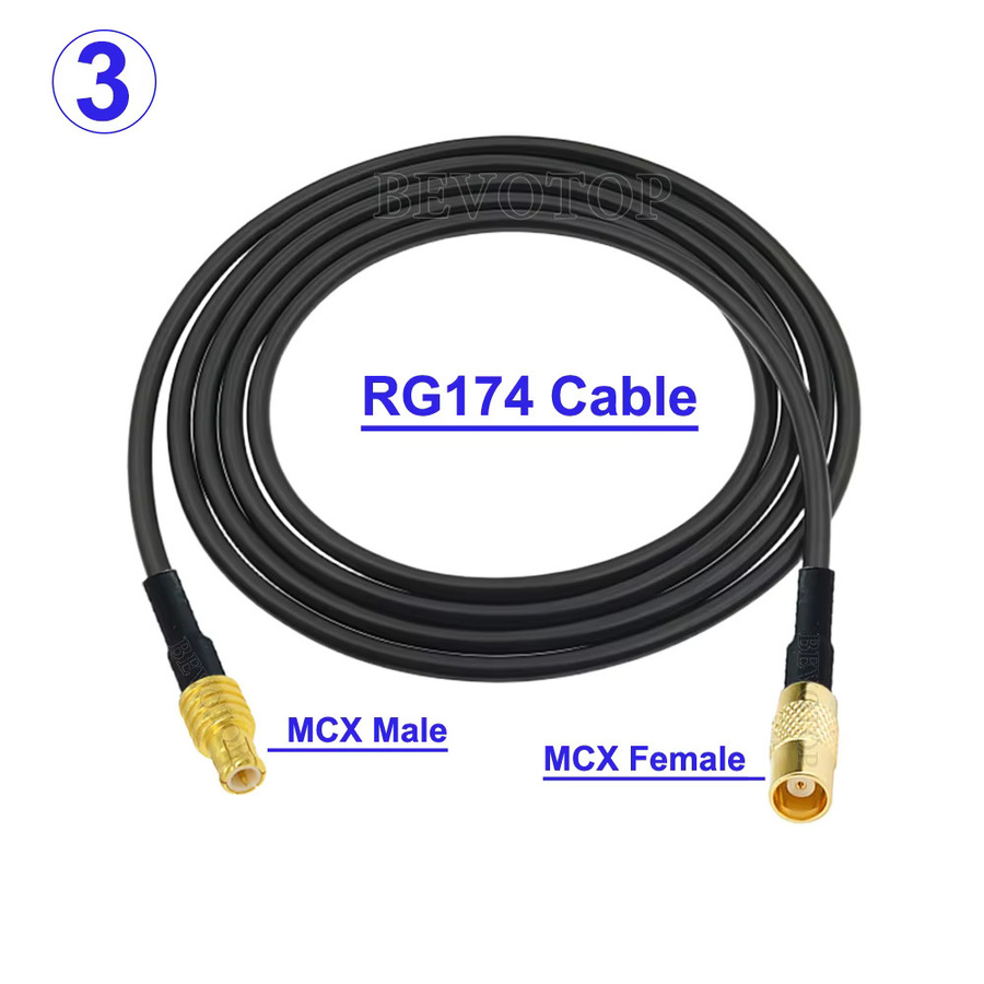 BEVOTOP RG174 Koaxialkabel Verlängerungskabel mit MCX Stecker auf MCX Stecker/Buchse 50 Ohm, Schwarz - Bild 2